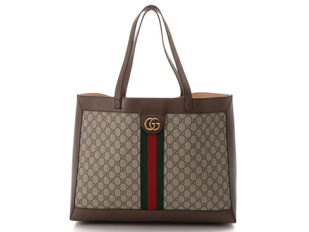 Gucci Ophidia GG Tote Bag Beige Cream Brown Leather